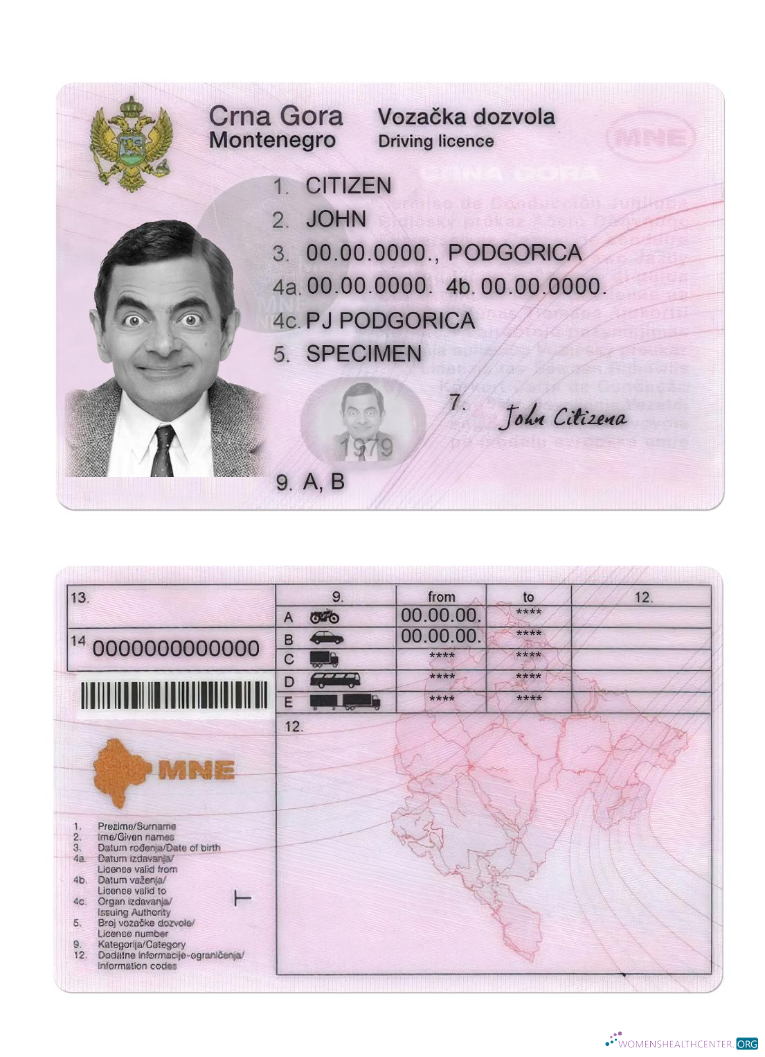 download Montenegro driving license